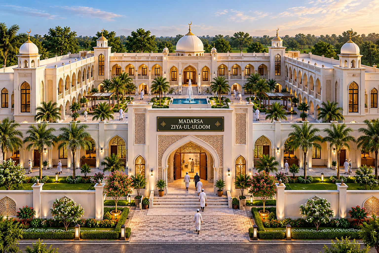 Illustrative architectural rendering of the proposed Madrasa Ziya-Ul-Uloom with courtyard and learning spaces